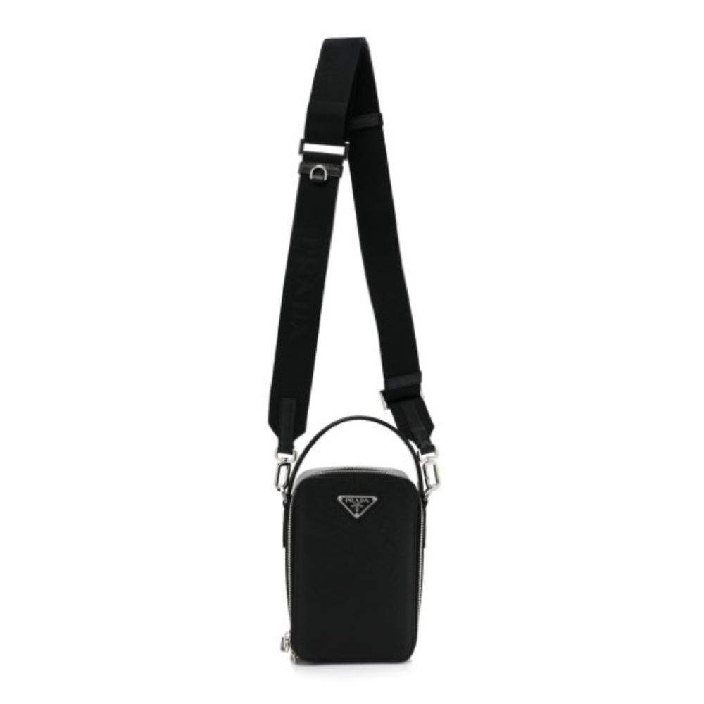 Prada Saffiano Travel Brique Crossbody Messenger Bag Black